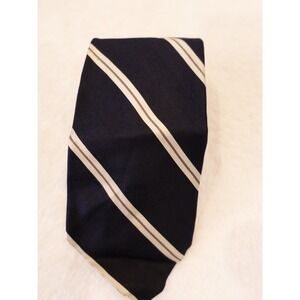 Vintage Brooks Brothers‎ Makers Mens Necktie Striped Silk Navy Blue Repp College